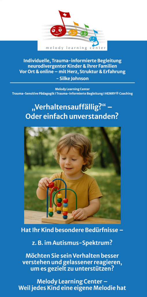 Flyer zu meinem Trauma-sensiblen Coaching mit neurodivergenten Kindern und Jugendlichen und ihren Familien